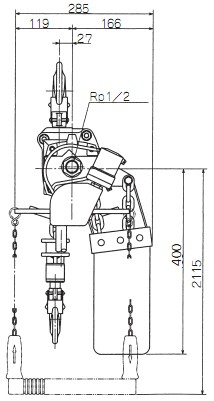 ENDO气动吊车EHL-1TS尺寸图2