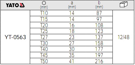 YATO星型内六角扳手YT-0563参数