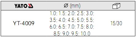 YATO麻花钻套装YT-4009参数