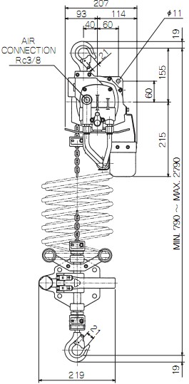 ENDO气动吊车ATC-60K,ATC-125K尺寸图2